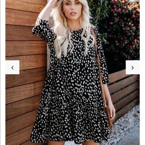 Animal print black dress